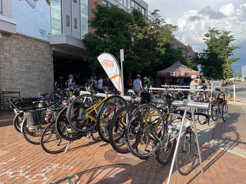 Bicycles on racks