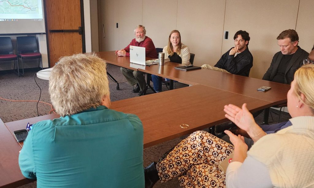 Participants in the Joint Service focus group at the Boulder Chamber gathered with Senator Katie Wallace