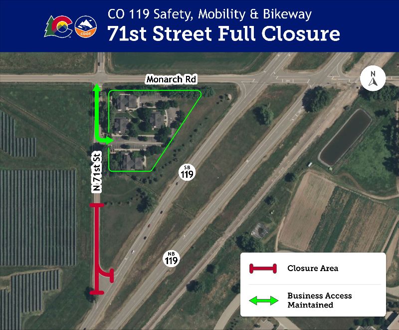 A map showing the 71st Street full closure
