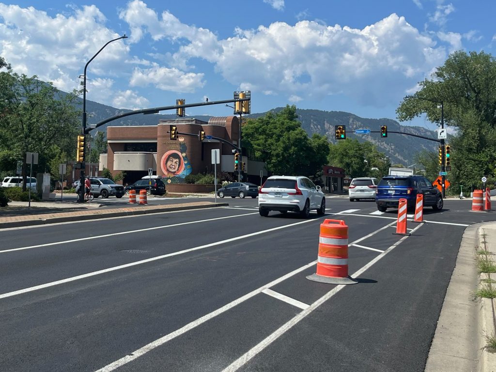 Newly repaved Pearl Street includes buffered bike lanes